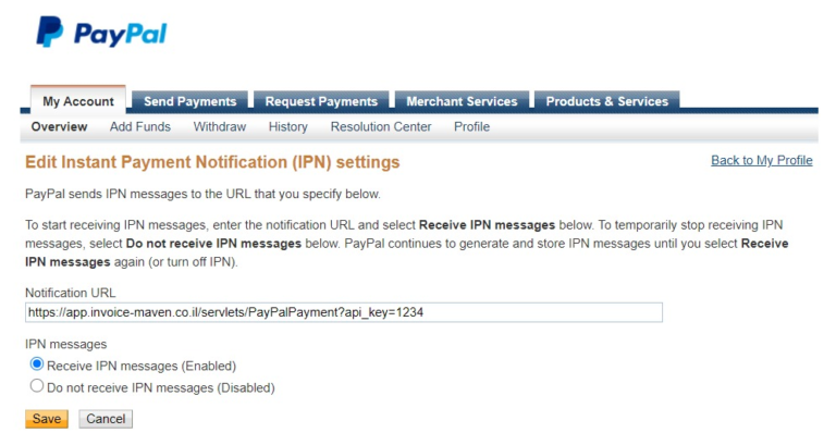 לחיצה על Choose IPN Settings